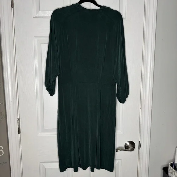 GARNET HILL Aria Cuprio Knit Dress Emerald Green Size Small Pockets Knee‎ Length - Picture 3 of 8